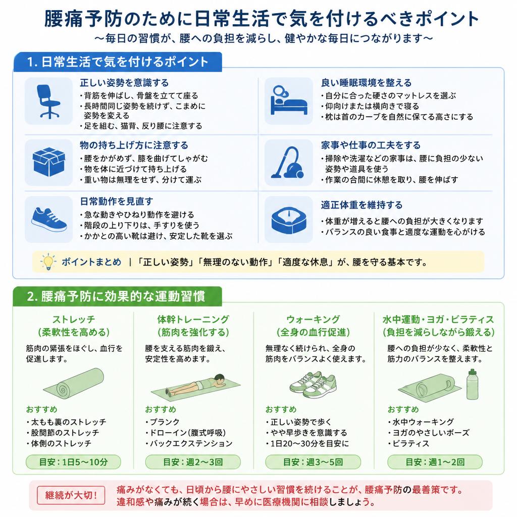腰痛を予防するための生活習慣