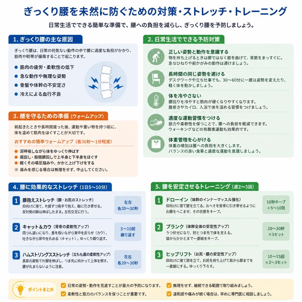 ぎっくり腰対策：事前の準備が重要