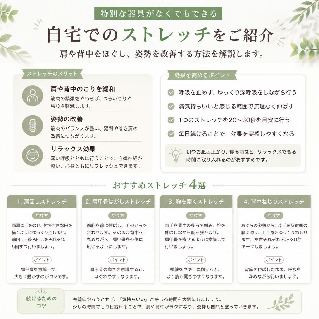 自宅で簡単！猫背改善ストレッチ
