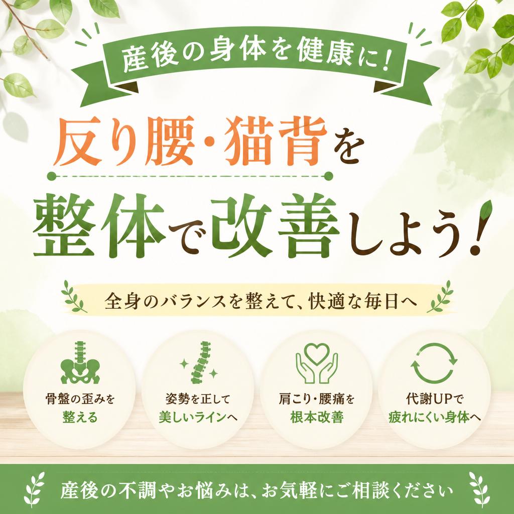 産後の身体を健康に！反り腰・猫背を整体で改善しよう！