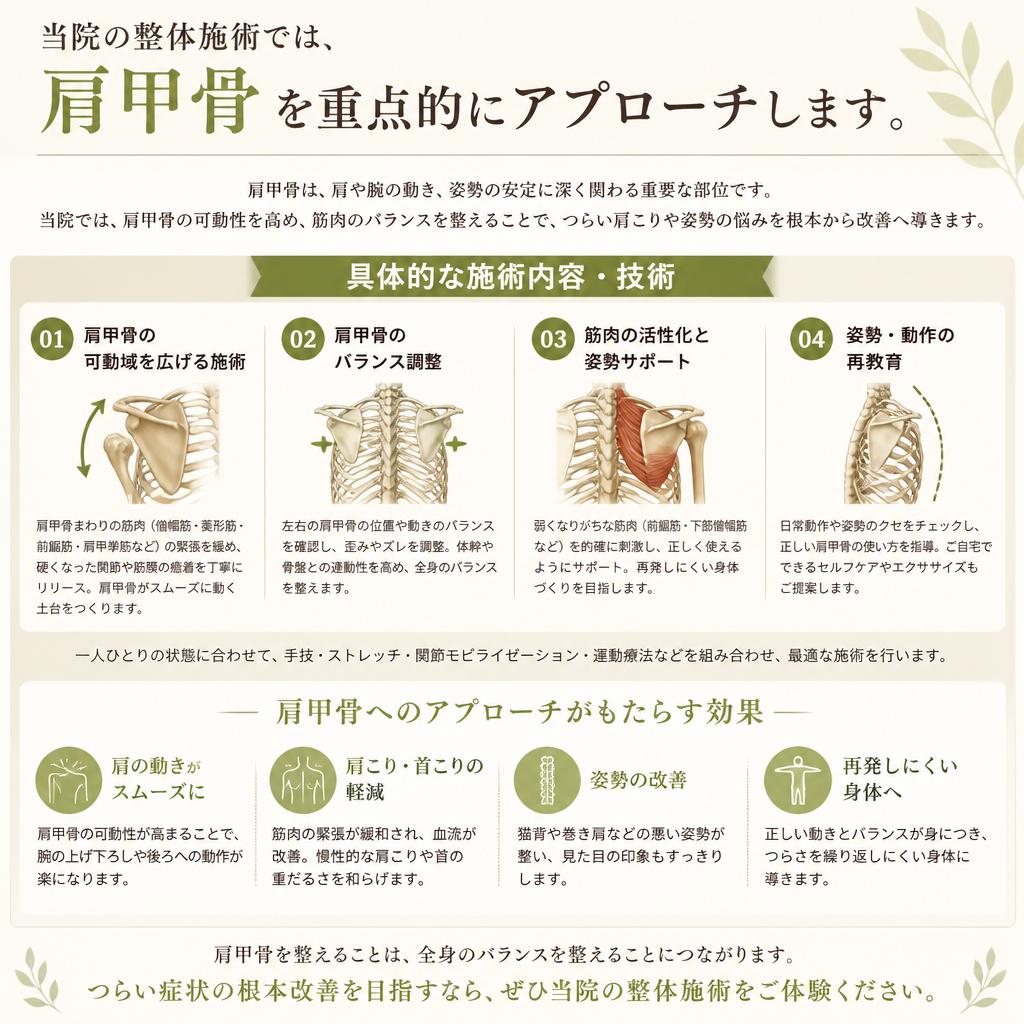 肩甲骨を解放する整体施術
