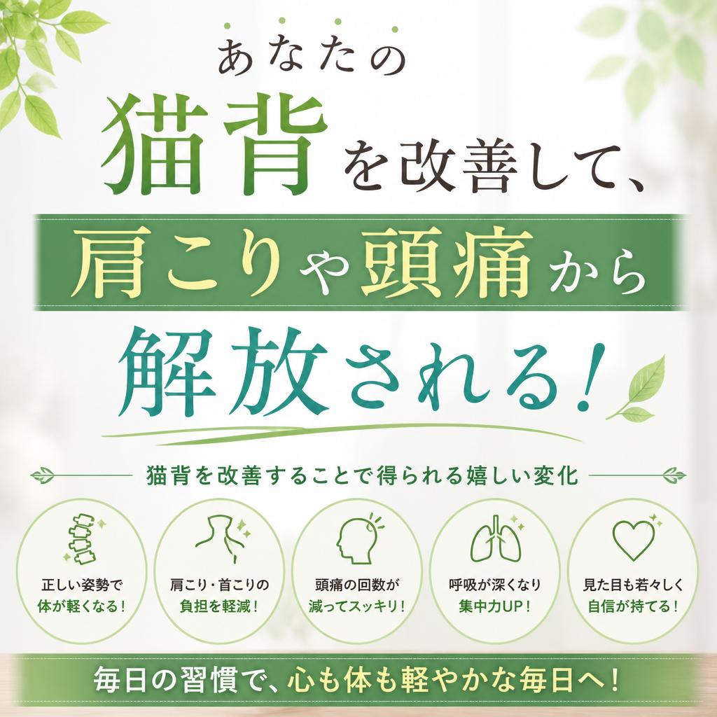 あなたの猫背を改善して、肩こりや頭痛から解放される！