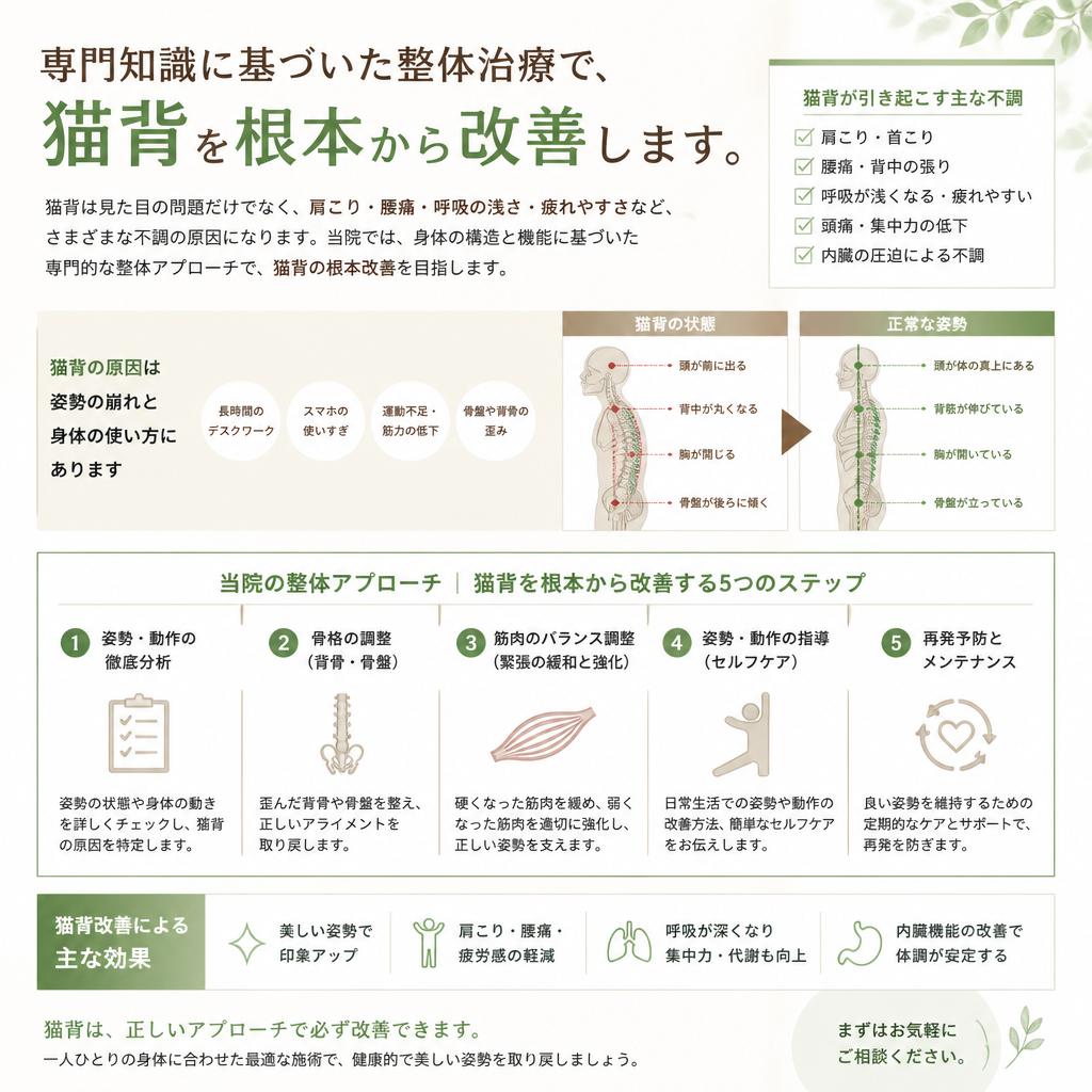 整体治療で姿勢改善を実現