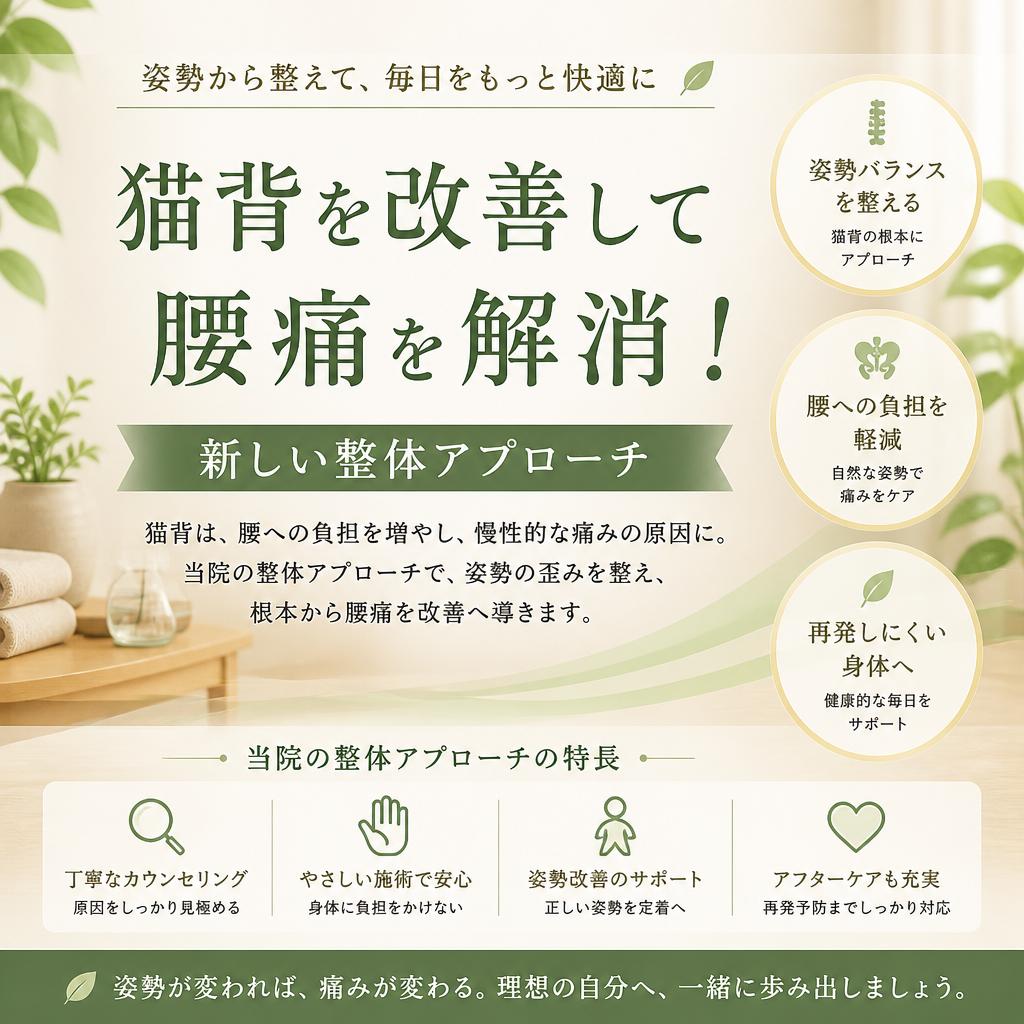猫背を改善して腰痛を解消！新しい整体アプローチ