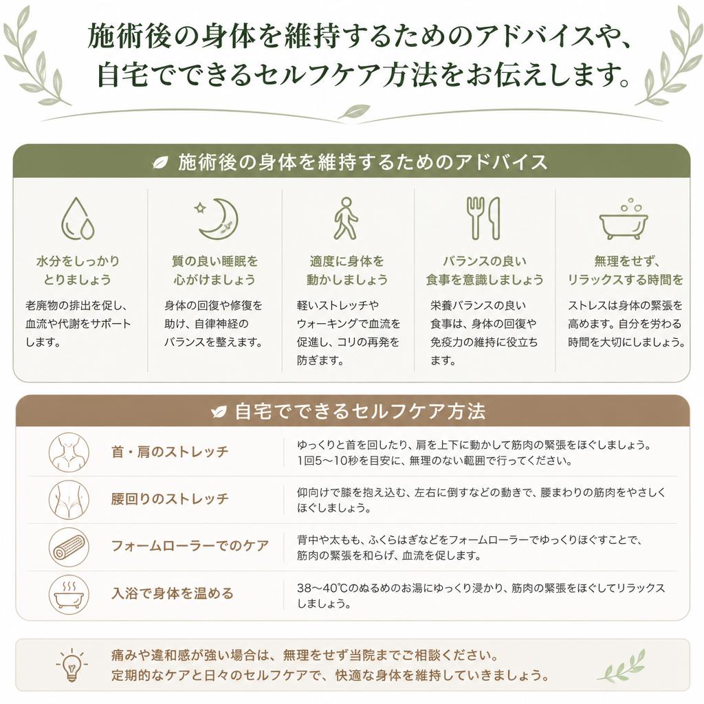施術後のフォローとセルフケア