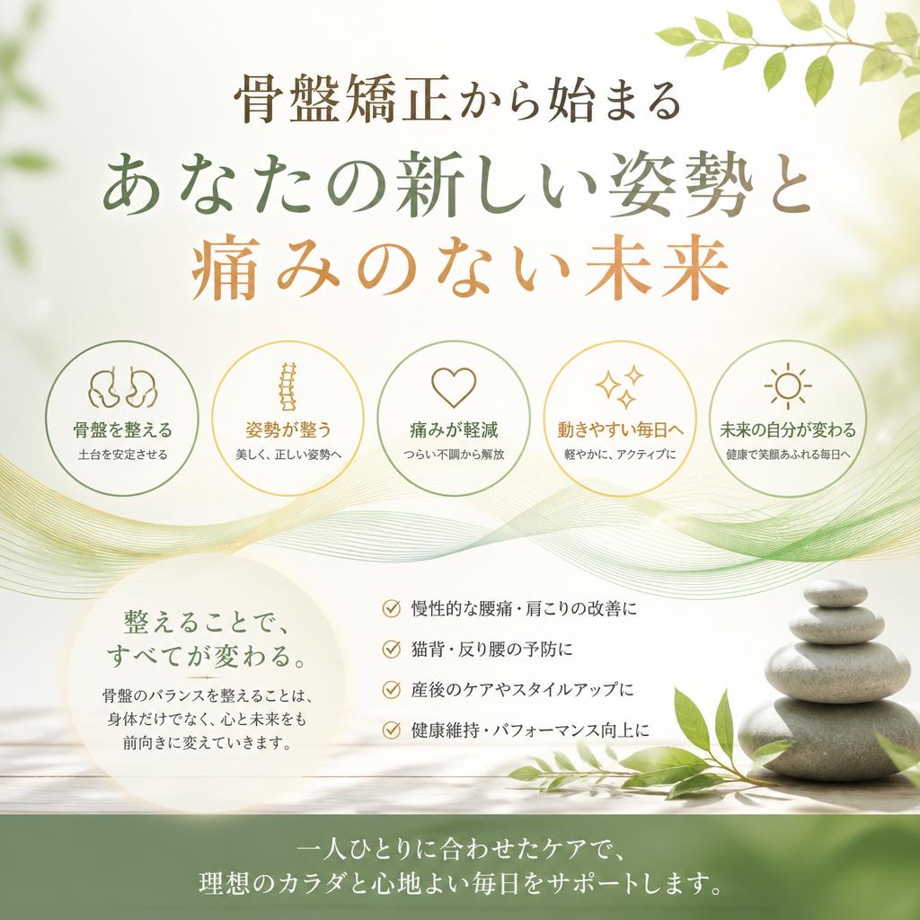 骨盤矯正から始まるあなたの新しい姿勢と痛みのない未来