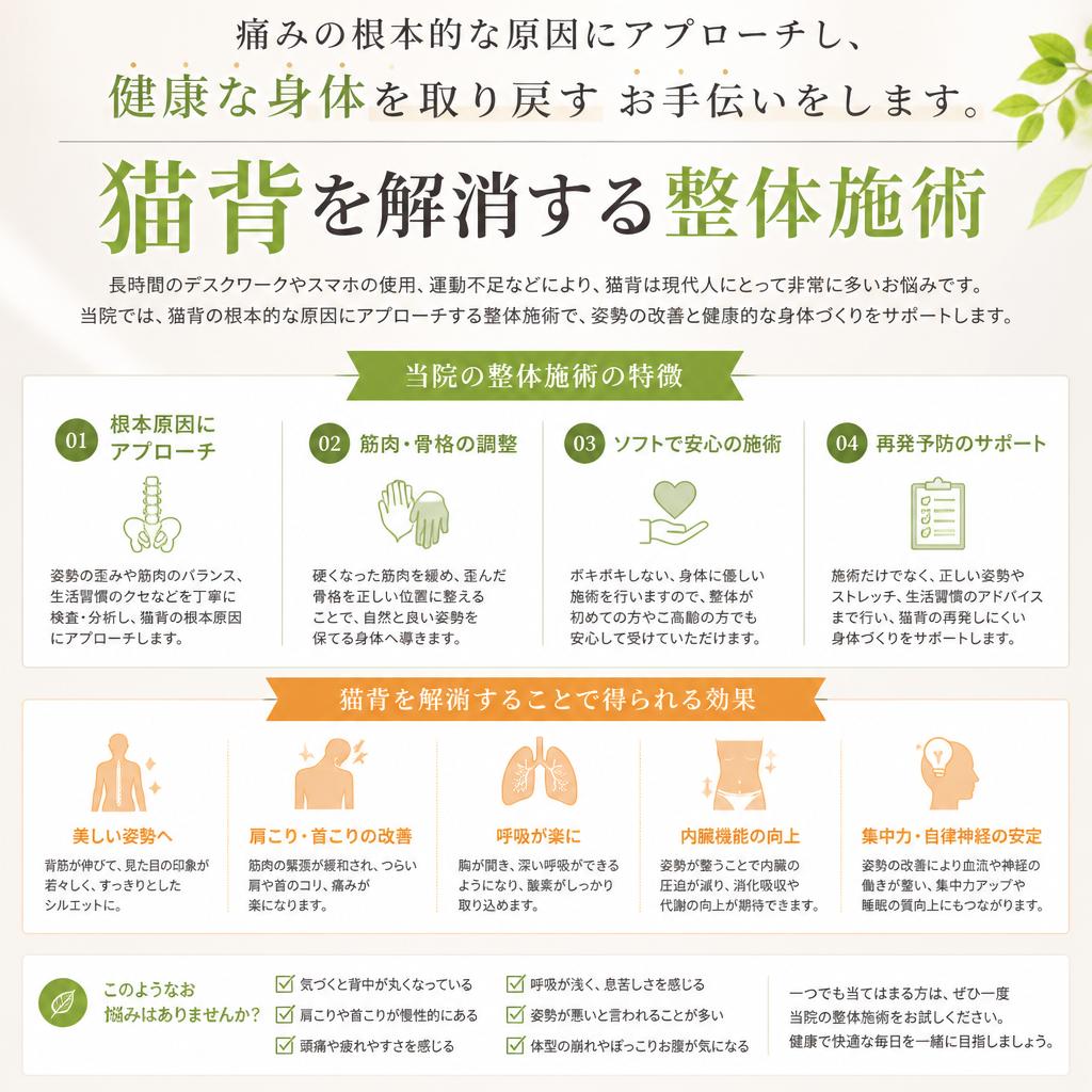 2. 猫背を改善する整体施術