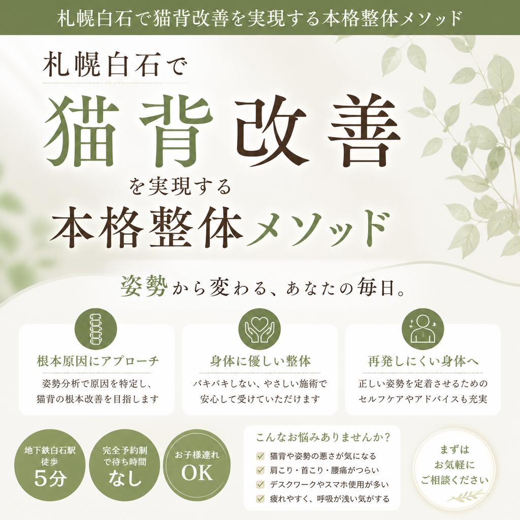 札幌白石で猫背改善を実現する本格整体メソッド