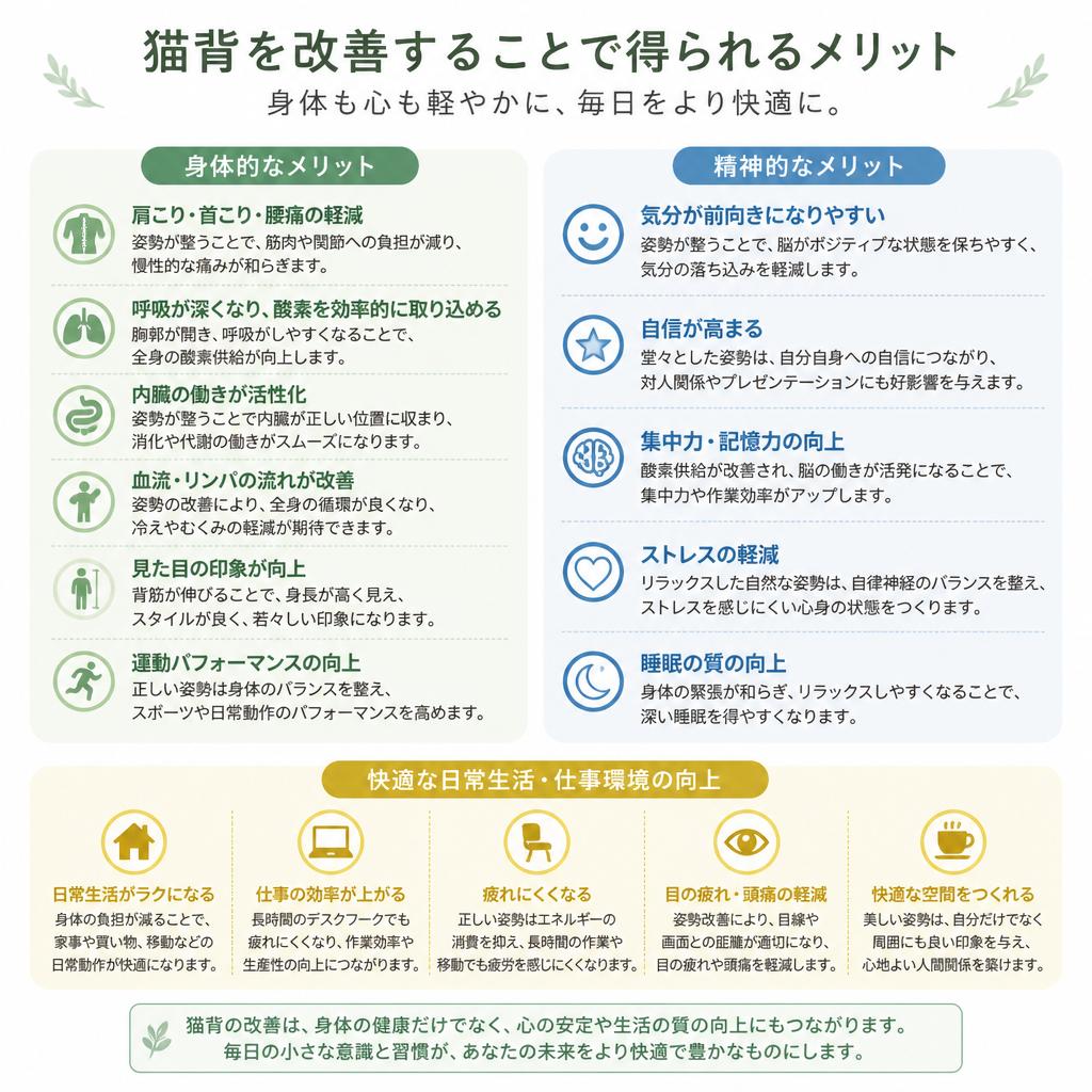 猫背の改善がもたらすメリット