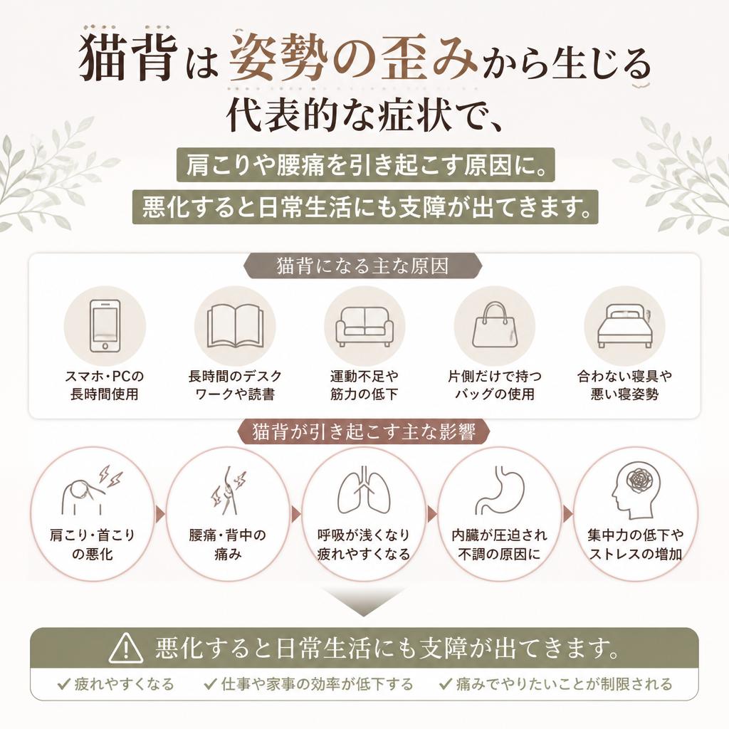 猫背の原因とその影響