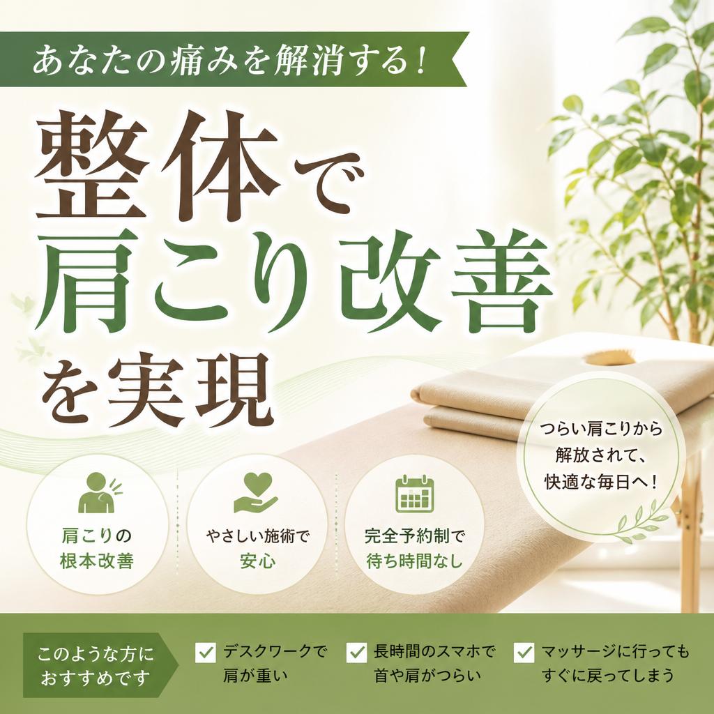 あなたの痛みを解消する！整体で肩こり改善を実現